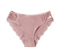 Lovable Mutande Mestruali Casual Mutandine per Donna Stringa Trasparente Ricamata con Fiocco in Rete Biancheria Intima Sexy Fasciatura Posteriore Scava Mutande in Cotone Donna Bikini (Pink, M)