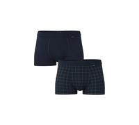 Lovable Pacco da 2 Short Boxer in Cotone Elasticizzato - Elastico Rivestito - Intimo Confortevole - Casual Stretch Cotton 2 Pack Uomo, Blu Quadri + Blu Navy 7 - XXL