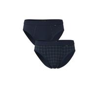 Lovable Pacco da 2 Slip in Cotone Elasticizzato - Elastico Rivestito - Intimo Confortevole - Casual Stretch Cotton 2 Pack Uomo, Blu Quadri + Blu Navy 7 - XXL