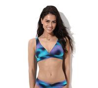 Lovable Parte Alta del Costume Bandeau con Ferretto Interno | Reggiseno Mare con Arricciature e Spalline Removibili | Sostegno Invisibile e Stile, Stampa Multicolore Sfumato 5 - XL