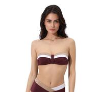 Lovable Parte Alta del Costume | Reggiseno a Fascia in Microfibra Lucida | Bandeau con Ferretto e Coppe Removibili | Shiny Colour Block Donna, Vinaccia Bianco e Bronzo 38C - 5C