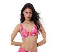 Lovable Parte Alta del Costume | Reggiseno Bikini con Ferretto Coppe Apice Alto in Microfibra Riciclata RCS | Spalline Regolabili, Resistente a Cloro e UV, Fucsia Stampa Conchiglie 34C - 3C