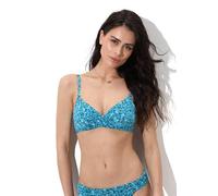 Lovable Parte Alta del Costume | Reggiseno Bikini Soft Brassiére Senza Ferretto | Coppe Removibili, Spalline Regolabili, Resistente a Cloro e UV | Moda Mare Donna, Azzurro Stampa Floreale 38D - 5D