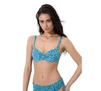 Lovable Parte Alta del Costume | Reggiseno con Ferretto Invisible Lift in Microfibra | Coppe Leggermente Imbottite | Shiny Micro Donna, Azzurro Stampa Floreale 34B - 3B