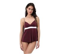 Lovable Parte Alta del Costume | Tankini Senza Ferretto in Microfibra Lucida | Coppe Imbottite Estraibili | Shiny Colour Block Donna, Vinaccia Bianco e Bronzo 34C - 3C