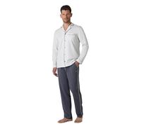 Lovable Pigiama Aperto in Cotone Jersey | Giacca con Bottoni e Piping a Contrasto | Pantaloni Lunghi con Coulisse e Tasche | Nightwear & Loungewear Uomo, Grigio Chiaro 5 - L