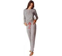 LOVABLE Pigiama Donna Lungo di Cotone Serafino Grigio