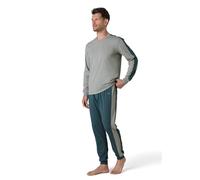 Lovable Pigiama Girocollo in Cotone 100% | Maglia Manica Lunga | Pantaloni Lunghi con Coulisse e Tasche | Nightwear e Loungewear Uomo, Verde Vintage 6 - XL