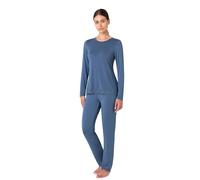 Lovable Pigiama in Modal con Pizzo | Set Maglia Maniche Lunghe e Pantalone Lungo | Morbido, Elasticizzato e Traspirante | Nightwear e Loungewear Donna, Blu 4 - L