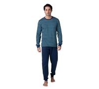 Lovable Pigiama Invernale in Cotone Interlock | Girocollo a Manica Lunga con Casacca a Righe e Polsini | Pantaloni con Coulisse e Tasca | Morbido, Caldo e Traspirante | Uomo, Verde Righe 4 - M