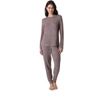 Lovable Pigiama Lungo in Interlock di Cotone e Viscosa | Maglia a Manica Lunga con Scollo Tondo | Pantaloni con Polsini | Morbido, Caldo e Confortevole | Donna, Visone 5 - XL