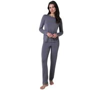 Lovable Pigiama Lungo in Modal Morbido e Traspirante | Maglia con Scollo Tondo e Inserti in Pizzo | Pantaloni Lunghi con Dettagli Coordinati | Donna, Grigio Scuro 5 - XL