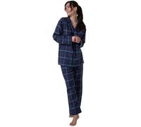 Lovable Pigiama Unisex in Flanella 100% Cotone | Casacca a Quadri dal Design Classico | Pantalone con Coulisse Regolabile | Idea Regalo Invernale per Coppie | Donna e Uomo, Blu Quadri 1 - XS