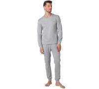 Lovable Pigiama Uomo in Interlock Cotone e Viscosa | Girocollo con Polsini Elasticizzati | Ricamo discreto sul Petto | Pantalone con Coulisse Regolabile e Tasca Posteriore | Uomo, Grigio 7 - XXL