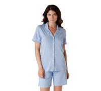 Lovable Set di Pigiama Corto Aperto con Taglio Camicia e Pantaloncino con Coulisse e Tasche Laterali Donna, Azzurro Polvere Lillato 4 - L