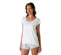 LOVABLE Set di Pigiama Corto con Casacca Girocollo Serafino e Pantaloncino con Coulisse e Voulant Donna, Bianco 3 - M