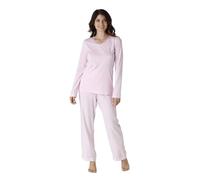 LOVABLE Set di Pigiama Lungo in Cotone e Modal Scollo a V e Balza in Pizzo Donna