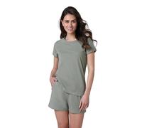 Lovable Set Pigiama Corto in Jersey 100% Cotone | Maglia Manica Corta con Scollo a Barca e Pantaloncino | Comfort Naturale Estivo | Donna, Verde Vintage 4 - L