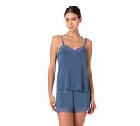 Lovable Set Pigiama Corto in Modal ed Elastan | Top con Spalline Regolabili e Scollo a V con Pizzo + Shorts Coordinati | Nightwear Elegante e Confortevole, Blu 5 - XL