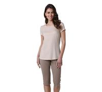 Lovable Set Pigiama Donna in Jersey Leggero | Maglia Maniche Corte con Girocollo e Pantalone Pinocchietto Morbido | Comfort Naturale Nightwear | Donna, Cappuccino 2 - S