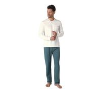 Lovable Set Pigiama in 100% Cotone | Maglia Maniche Lunghe con Scollo a V | Pantaloni Stampati con Tasche | Pigiama Invernale Uomo, Avorio 3 - S