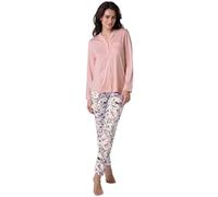 Lovable Set Pigiama in Cotone Modal | Camicia Aperta con Colletto, Taschino e Piping | Pantaloni con Stampa Floreale e Vita Elasticata | Morbido, Traspirante e Raffinato | Donna, Rosa Antico 5 - XL