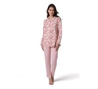 Lovable Set Pigiama in Jersey Leggero | Giacca Aperta a Bottoni con Colletto Classico e Pantalone Lungo | Nightwear Coordinato | Donna, Rosa Polvere Stampato 5 - XL