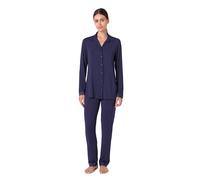 Lovable Set Pigiama in Modal con Pizzo | Camicia con Bottoni e Pantalone Lungo | Morbido, Traspirante ed Elegante | Nightwear e Loungewear Donna, Blu Scuro 3 - M