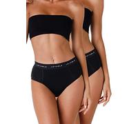 Lovable Slip Alto da Ciclo Mestruale Flusso Medio in Cotone | Mutande Mestruali Riutilizzabili e Assorbenti | Intimo Period Panties Bi-Pack Donna x2, Nero, XL
