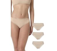 Lovable Slip Brasiliano in Microfibra e Pizzo | Confezione 3 Pezzi Mutande | Mutandine Morbide e Femminili | Intimo Lacy Micro Donna x3, Nudo Chiaro, S