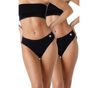 Lovable Slip da Ciclo Mestruale in Cotone Elasticizzato - Flusso Medio | Intimo Mestruale Lavabile, Riutilizzabile e Anti-Perdite | Bi-Pack Donna x2, Nero, S