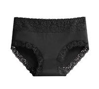 Lovable Slip Donna Biancheria Intima a Vita Alta con Orlo in Pizzo e Vita Alta in Cotone Traspirante da Donna Taglie Forti Mutanda Mestruale Donna Mutanda Costume Donna (Black, L)