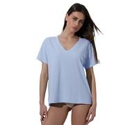 Lovable T-Shirt in 100% Cotone | Manica Corta con Scollo a V | Morbida, Traspirante e Confortevole per Uso Quotidiano | Maglieria Femminile Donna, Azzurro, S
