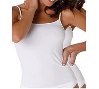 Lovable Top Spallina Stretta in Microfibra | Bi-Pack Canotte | Abbigliamento da Casa | Canottiere Intimo | Basic Soul Donna x2, Bianco, 3/M
