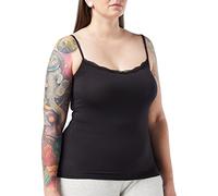 LOVABLE In Viscosa E Scollo In Pizzo Basic Soul, Top Spallina Stretta Donna, Nero, L