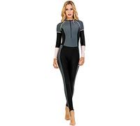 Lovache Costume da bagno a maniche lunghe per le donne Full Body One Piece Rash Guard Athletic Surf Costumi da bagno, Grigio, L
