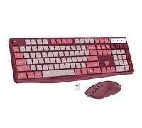 Lovaky - Tastiera e mouse wireless, tastiera ergonomica di dimensioni standard da 2,4 G, 3 DPI, tastiera e mouse USB cordless, clic silenzioso per computer/laptop/Windows/Mac (confezione da 1, rosa)