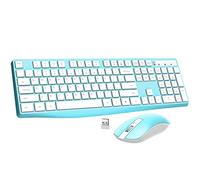 Lovaky - Tastiera e mouse wireless, tastiera ergonomica di dimensioni standard da 2,4 G, 3 DPI, tastiera e mouse USB cordless, clic silenzioso per computer/laptop/Windows/Mac (confezione da 1, blu)