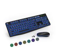 Lovaky - Tastiera e mouse wireless, tastiera ergonomica di dimensioni standard da 2,4 G, 3 DPI, tastiera e mouse USB cordless, clic silenzioso per computer/laptop/Windows/Mac (RGB Rainbow, confezione