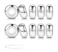 LOVANS 10 pz Clip Ferma Charm Stopper in Silicone, Distanziatore Beads Blocco per Bracciale Donna Argento Sterling 925, DIY Ciondolo Regalo per Amica