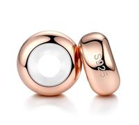 LOVANS 2 pz Clip Ferma Charm Stopper in Silicone, Oro Rosa Distanziatore Beads Blocco per Bracciale Donna Argento 925, DIY Ciondolo Regalo per Amica