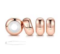 LOVANS 4 pz Clip Ferma Charm Stopper in Silicone, Oro Rosa Distanziatore Beads Blocco per Bracciale Donna Argento 925, DIY Ciondolo Regalo per Amica