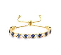 LOVANS Bracciale tennis con diamanti e zirconi per donna, bracciale di cristallo in argento/oro/oro rosa, bracciale con zirconi chiari/blu, regalo per lei. (Oro+Zircone chiaro&blu)
