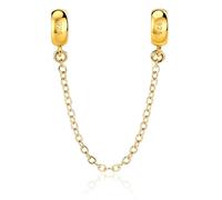 LOVANS Charms Stopper 925 Catena di Sicurezza in Argento Sterling con Perline di Gomma Intercalare per Braccialetti di Fascino in Argento Sterling Europeo Stopper Oro
