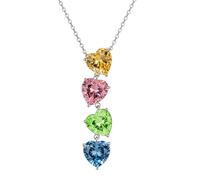 LOVANS Collana Cuore Argento 925 Donna, Zircone Blu Rosso e Viola Sfumato Gioielli Donna, Idee Regalo Compleanno San Valentino Natale