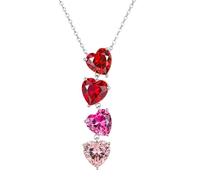 LOVANS Collana Cuore Argento 925 Donna, Zircone Rosso Sfumato Gioielli Donna, Idee Regalo Compleanno San Valentino Natale