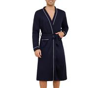 Lovasy Accappatoio Uomo Nido d'Ape Cotone Vestaglia Leggero in Maglia Waffle a Maniche Lunghe Morbido e Leggero Lunghezza al ginocchio Kimono con scollo a V e Cintura,A-Blu navy,M