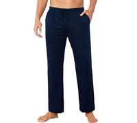 Lovasy Pantaloni del Pigiama Uomo Caldi e Lunghi a Quadri Morbidi Pantaloni da Notte con Tasche Abbigliamento da Notte per Casa Casual,A-Blu navy,S