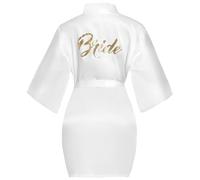 Lovasy Vestaglia Bride Bianca Sposa da Kimono Donna Accappatoi e Vestito da Sposa Camicia da Notte Abito Satin Sexy Pigiama in Raso Scollo V