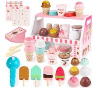 Lovchil Gelateria Giocattolo per Bambini 3 anni, Giocattoli in Legno Carretto Gelati Giocattolo, Gioco Accessori Cucina, Giochi Ruolo Regalo per Bambina Bambini 3 4 5 6 7 anni